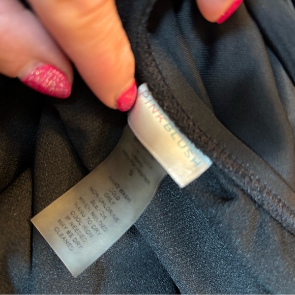 Pink blush maternity Black Ruffled One-Piece Swimsuit S - Picture 4 of 5